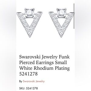 Swarovski Jewelry Funk Pierced Earrings Small White Rhodium Plating, NWT